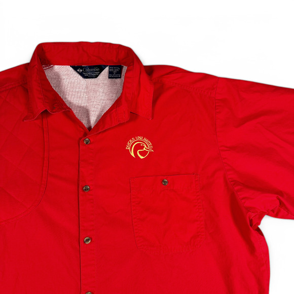 Vintage Ducks Unlimited Shooting Shirt Adult EXTRA LARGE Red Columbia Sport 80s - Picture 2 of 10